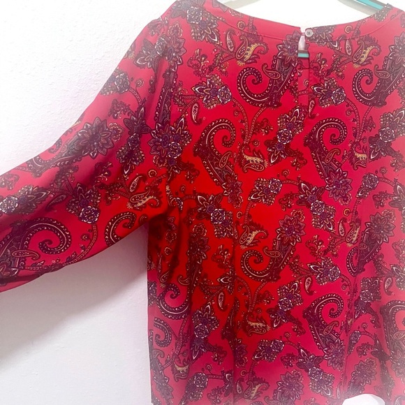 LOFT Red and Blue Long Sleeve plus paisley Relaxed Blouse 22 - Picture 6 of 8